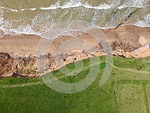 Aerial view of the cliffs at Compton Bay, Isle of Wight