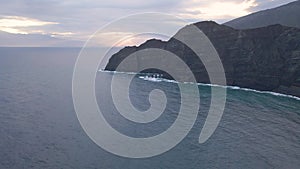 Aerial view of cliffs in Hermigua, La Gomera, Canary Islands. Incredible View from the island of La Gomera to the island