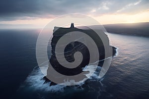 Aerial view of Cliffs of Moher at sunset, Ireland