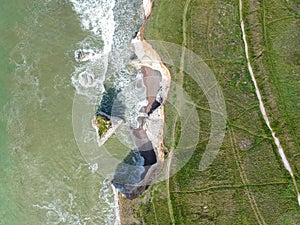 Aerial view of the cliffs near Freshwater Bay, Isle of Wight