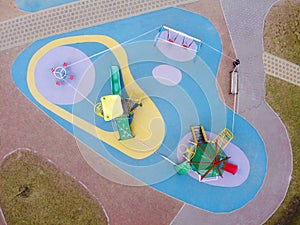 Aerial view of closed playground because of covid19