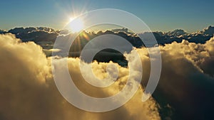 Aerial view of clouds and morning sun