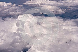 Aerial view of clouds outside of my airplane window