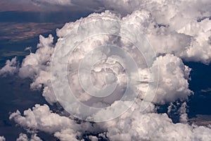 Aerial view of clouds outside of my airplane window