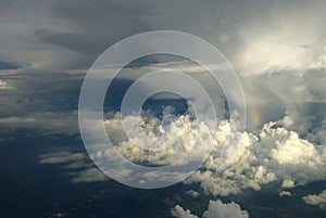 Aerial view of clouds and skywith as seen through window