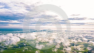 Aerial view of Cloudy sky high above the earth