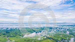 Aerial view of Cloudy sky high above the earth