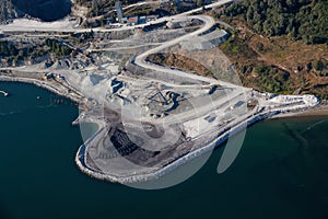 Aerial view of Coal Mining Industry on Texada Island
