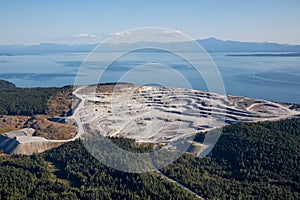 Aerial view of Coal Mining Industry on Texada Island