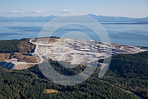 Aerial view of Coal Mining Industry on Texada Island