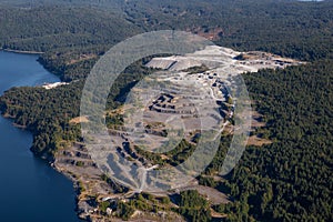 Aerial view of Coal Mining Industry on Texada Island