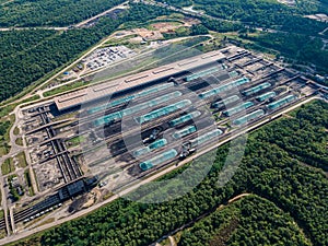 Aerial view of coal stockpile