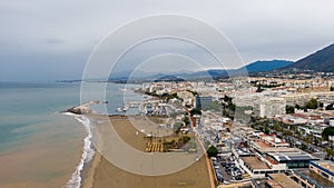 Aerial view on Coast of Alboran Sea, Buildings and Resorts in Marbella, Spain photo