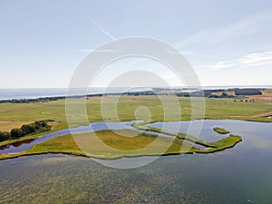 Aerial view of coast on the Island of Rugen in Mecklenberg Vorpommern