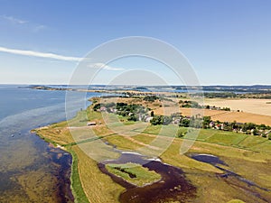 Aerial view of coast on the Island of Rugen in Mecklenberg Vorpommern