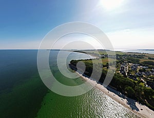 Aerial view of coast on the Island of Rugen in Mecklenberg Vorpommern