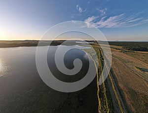 Aerial view of coast on the Island of Rugen in Mecklenberg Vorpommern Germany