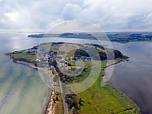 Aerial view of coast on the Island of Rugen in Mecklenberg Vorpommern Germany