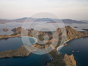 Aerial view coast of `Padar Island` in a morning before sunrise, Komodo Island Komodo National Park, Labuan Bajo, Flores,