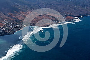 Aerial view of the coast of Reunion Island