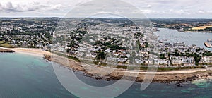 Aerial view of the Coast Road and Gyllyngvase Beach in Falmouth