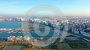 Aerial view of the coast road at Tangier, Morocco