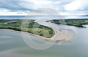Aerial view of the coastal areas of Dundrum, Northern Ireland