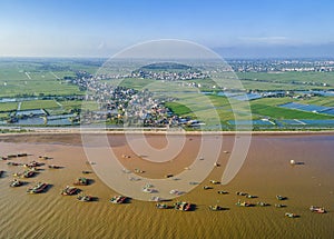 Aerial view of coastal district of Giao Thuy, Namdinh province, Vietnam