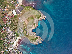 Aerial view coastal landscape of Nusa Lembongan