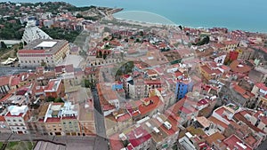 Aerial view of the coastal part of Tarragona, Spain. Video from the drone