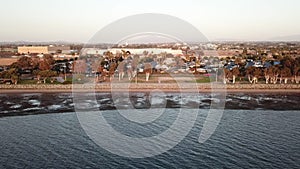 Aerial View of Coastal Road and Shoreline Near San Diego Marina, California USA