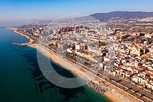 Aerial view of coastal Spanish city of Vilassar de Mar photo
