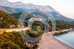 Aerial view of coastal town, Budvanska Riviera, Montenegro