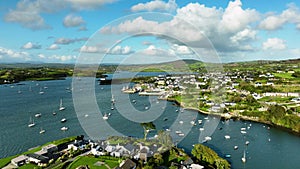 Aerial view of the coastal village of Baltimore, West Cork in Ireland 4k