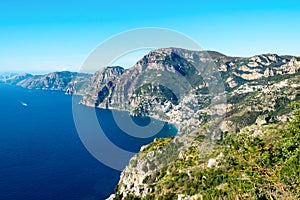 Aerial view of coastline Amalfi, Sorrento peninsula with seaview