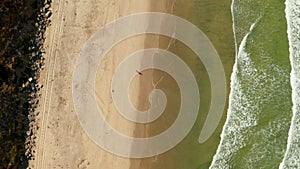 Aerial view of the coastline beach in San Diego in California by the Pacific.