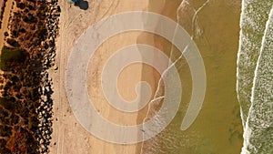 Aerial view of the coastline beach in San Diego in California by the Pacific.