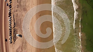 Aerial view of the coastline beach in San Diego in California by the Pacific.