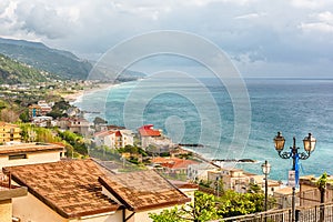 Aerial view of coastline in Calabria, Italy photo