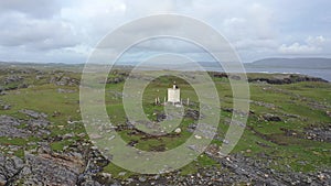 Aerial view of the coastline at Dawros and Signal tower in County Donegal - Ireland