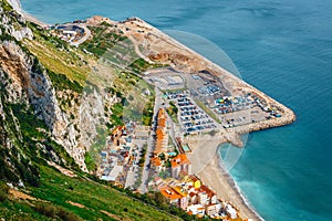 Aerial view of the coastline of Gibraltar