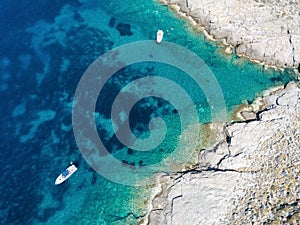 Aerial view of the coastline of Kea Tzia island