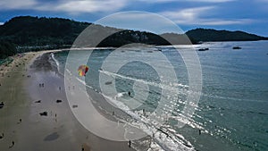 Aerial view coastline of Patong beach Phuket Thailand. Aerial view Beach sand space area blue sea water.