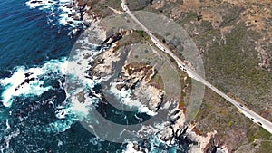 Aerial view of coastline Route 1