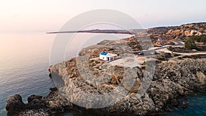 Aerial Agioi Anargyroi Chapel, Cavo Greco, Cyprus photo