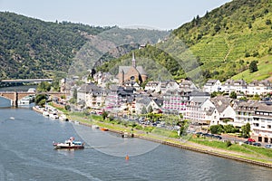 Aerial view of Cochem along river Moselle in Germany