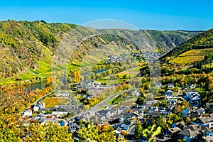 Aerial view of Cochem and the Moselle in Germany