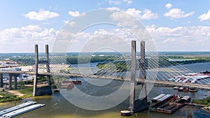 Aerial view of the Cochrane bridge on the Mobile River