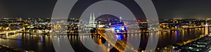 Cologne night skyline panorama