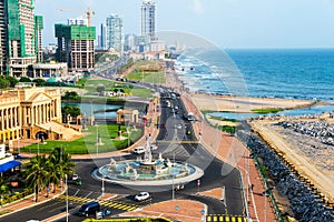 Aerial view of Colombo, Sri Lanka modern buildings